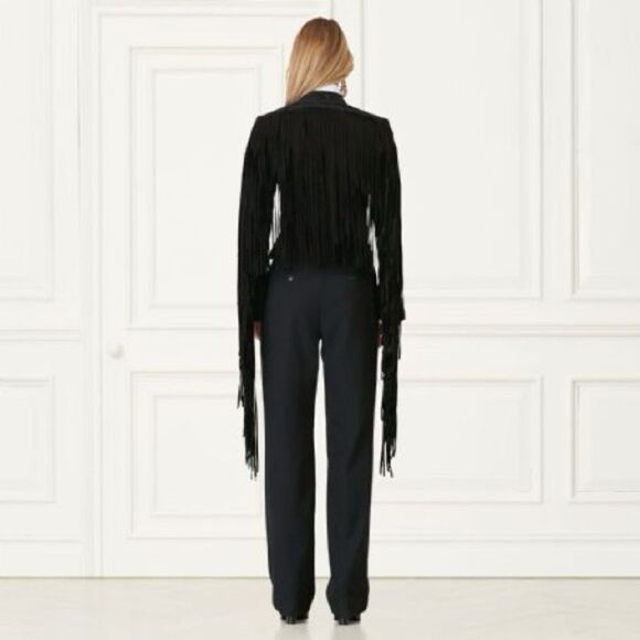 Ralph Lauren Fall ‘16 Runway Collection Black Suede & Velvet Fringed Moto Jacket - Picture 10 of 16